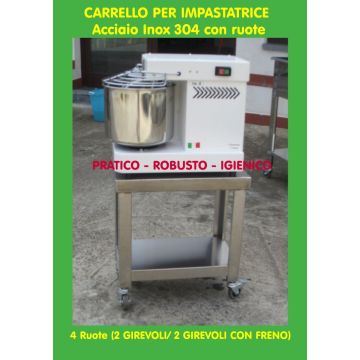 Carrello per impastatrice in acciaio inox L 50,5 x P 30,5 x H 54,5