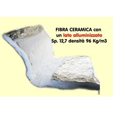 Fibra ceramica ignifuga 1250° con alluminio rotolo da 14,6 ML Sp 13 mm