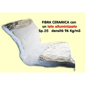 Fibra ceramica ignifuga 1250° con alluminio densità 93 sp 25 mm