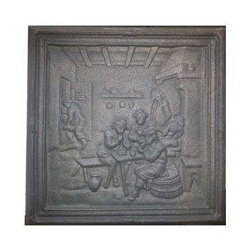 Lastra in ghisa per camino decoro TAVERNA CM. 38 × 38 H SP. 1 cm DS