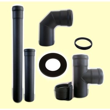 KIT SCARICO FUMI PER STUFA A PELLET DIAM 80 SMALTATO NERO SP 1,2 - SMALL